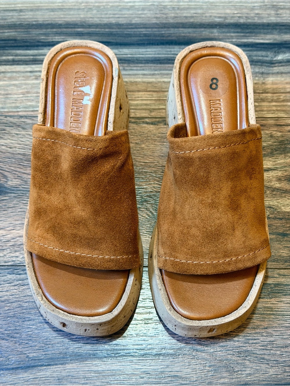 Steve Madden Cellar brown suede platform wedges size 8